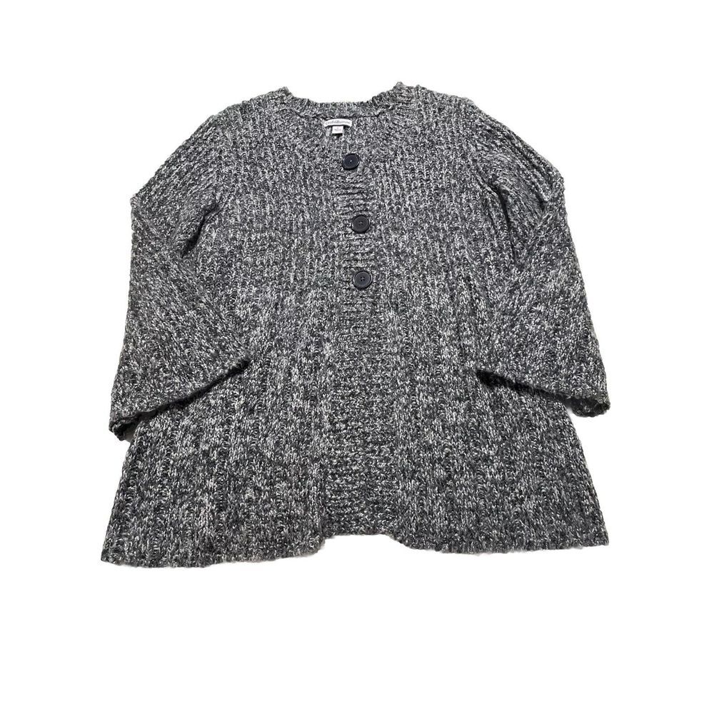 Croft & Barrow Women's Large Black Cardigan Sweater  3/4‎ Bell Sleeves & Buttons